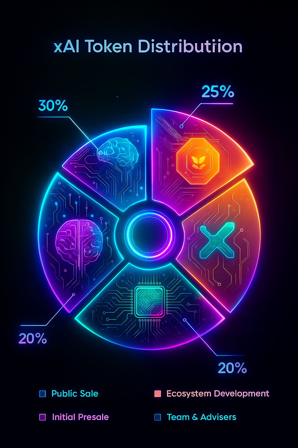 Pie chart of XAI34B token distribution